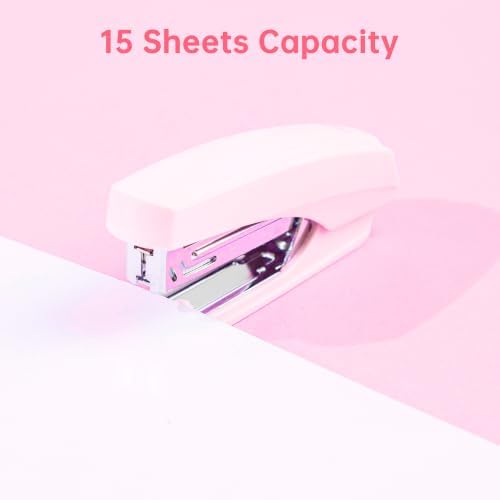 deli Office Supplies Set, Desk Accessory Organizer Kit, Pink