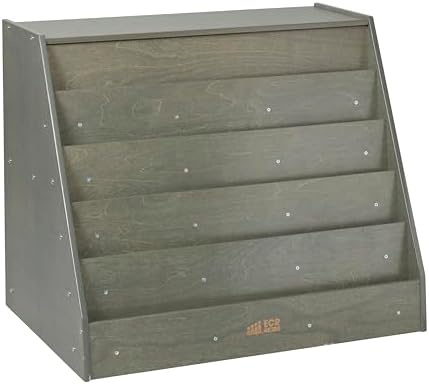 ECR4Kids Mobile Double-Sided 5-Shelf Book Display with Storage, Grey Wash