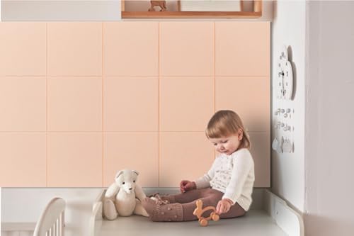 Felt Wall Tiles Bulletin Board Large Cork Board Alternative 12 Pack 11.81”x11.81”x0.47” Felt Pin Board Tack Board with Safe Removable Adhesive Tabs for Home Office School 48x36(Light Pink)
