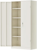 Greenvelly Garage Storage Cabinet,72" Metal Cabinet with 2 Doors and 4 Shelves,Steel File Cabinet for Home Office, Garage, Classroom（Grey 36" X 18"）