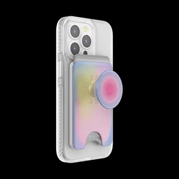 PopSockets Phone Wallet for MagSafe with Grip- Aura | PopWallet, Holds 3 Cards, Magnetic, Removable, Secure, Purple, Aura, Electronic Accessories, For iPad/Kindle/iPhone/Android
