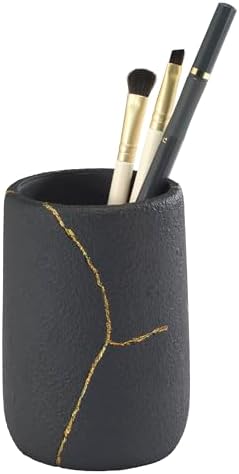 Nicole Miller - Tumbler, Resin Countertop Accessories, Dorm Room Essentials (Sydney Collection, Black/Gold)