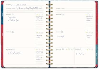 Orange Circle Studio Undated Tri-Tab Planner,Garden Renaissance Weekly & Monthly Planner Journal, 7 x 9.6 Spiral Notebook with Stickers, Pockets, Elastic Closure and Lined Notes for Everyday Use