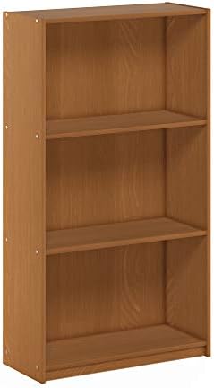 Furinno Basic 3-Tier Book Shelf with Open Shelves, Light Cherry