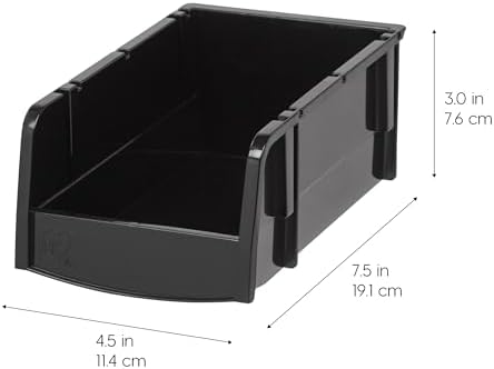 IRIS USA 12-Pack, Small Stackable Storage Bins, Black
