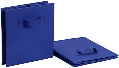 Amazon Basics Collapsible Fabric Storage Bins, Cube Organizer with Handles, 13"x13"x13", Navy, 6-Pack