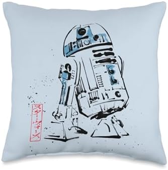 Star Wars R2-D2 Japan Sumi-e Ink Wash Painting Style Throw Pillow