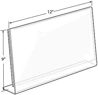 Azar Displays 112713 12" W x 9" H Horizontal L-Shaped Sign Holder (10 Pack)