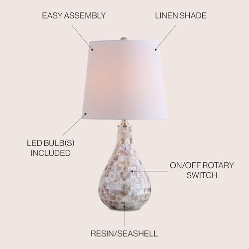 JONATHAN Y Mona Coastal Mini LED Table Lamp 20.5" Bedside, Seashell