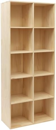 10 Cube Storage Organizer - Solid Wood Bookshelf - Cube Shelf - Vertical or Horizontal Bookcase - Open Book Shelf - Easy Assembly for Bedroom, Living Room, Office