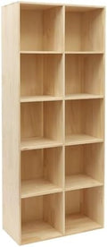 10 Cube Storage Organizer - Solid Wood Bookshelf - Cube Shelf - Vertical or Horizontal Bookcase - Open Book Shelf - Easy Assembly for Bedroom, Living Room, Office