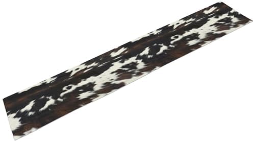 Cow Print Table Runner, Black White Cowhide Print Western Style Table Runner Country Farmhouse Cottage Cow Patten Table Decoration for Home Kitchen Dining, 13x60 Inch
