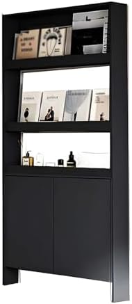 LINLIUA Behind the Door Bookshelf, 5 Shelf Behind Door Shelves with Storage, Space-Saving Wall Mount Narrow Bookcase Cabinet for Living Room Bedroom