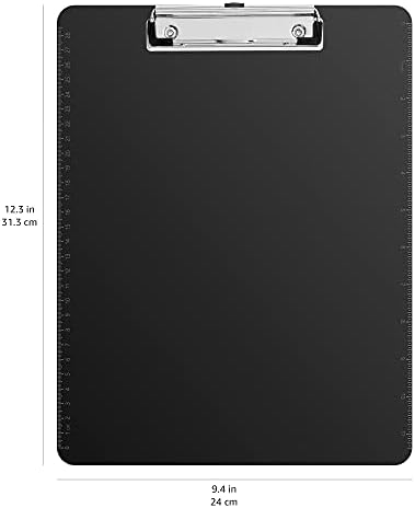 Amazon Basics Sturdy Plastic Clipboards, Low Profile Clip, Lightweight Versatile Office Supplies for Classrooms, Restaurants, Doctor Offices, Black, 2-Pack
