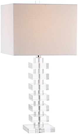 JONATHAN Y June 28" Geometric Stacked Crystal Table Lamp, Clear