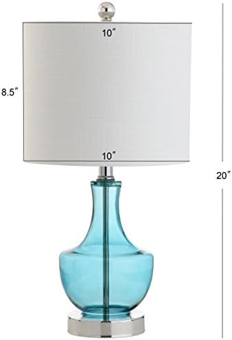 JONATHAN Y Colette 20" Glass Mini Bedside Table Lamp, Amalfi Blue