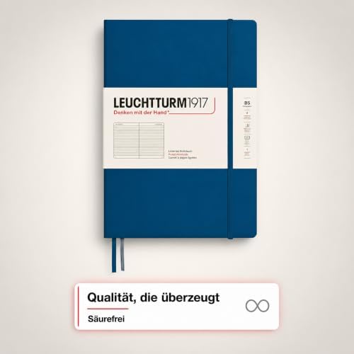LEUCHTTURM1917 - Notebook Hardcover Composition B5-219 Numbered Pages for Writing and Journaling (Indigo, Ruled)