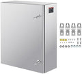 Steel Electrical Box, 24"x 20"x 8", 304 Stainless Steel Electrical Enclosure Box, Wall-Mounted Outdoor Electrical Electronic Equipment Enclosure with Mounting Plate Hinges Lock, IP66 Waterproof