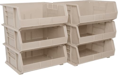 Akro-Mils 30235 AkroBins Plastic Storage Bins, 11"x11"x5", Stone, 6-Pack