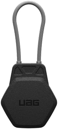 URBAN ARMOR GEAR UAG Designed for AirTag Case - Hard Shell Lock Case AirTag Holder Keychain with Wire Cable for Keys, Luggage & Bags, Anti-Lost Ultra Secure GPS Protective Cover, Civilian Black
