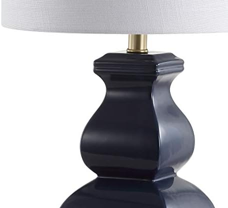 JONATHAN Y Vienna 25.5" Ceramic Metal Footed Vase Table Lamp, Navy/Gold