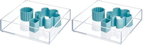 iDesign Clear Drawer Organizer, 8" x 8" x 2" | Pack of 2 | For Silverware | Kitchen Storage | Clarity Collection