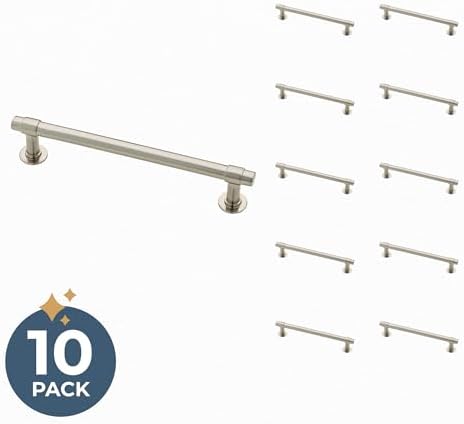 Franklin Brass Francisco (10-Pack) Cabinet Handles 5-1/16" Hole Center Pulls | Satin Nickel Hardware Kitchen Door, Drawers, Dressers, Furniture P29618K-SN-B