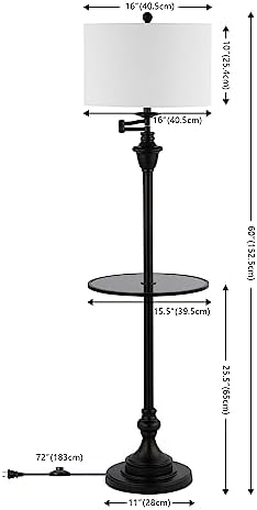 JONATHAN Y Cora 60" Metal Swing Arm Floor Lamp, Black