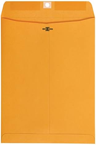 Amazon Basics Clasp Kraft Envelopes for Documents, Gummed Mailing Envelope, 9" x 12", 100-Pack