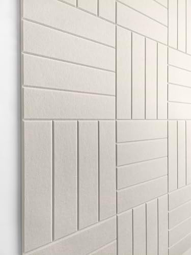 Felt Bulletin Board Tiles | Modern Cork Board Alternative | Large Cork Boards for Walls | Aesthetic Felt Wall Panels for Office & Home Decor | Pinboard & Photo Board (12-Pack) | Beige