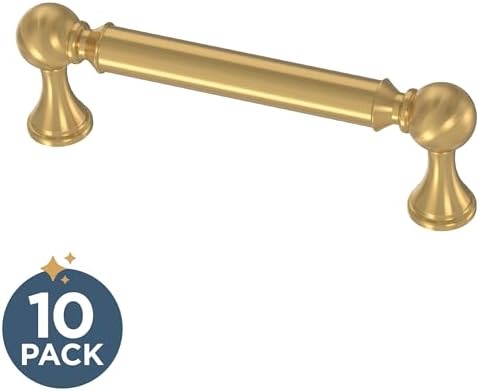Franklin Brass 10 Pack Modern Gold Cabinet Handles 3-3/4 inch (96mm) Kitchen Cabinet Handles and Drawer Pulls for Cupboards and Dressers |Classic Farmhouse