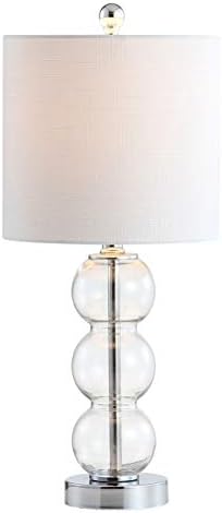 JONATHAN Y February 21" Stacked Sphere Table Lamp, Clear/Chrome