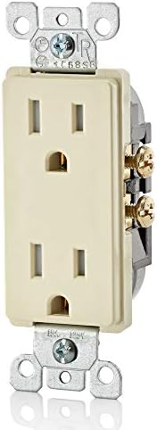 Leviton T5325-I 15 Amp 125 Volt, Decora Tamper Resistant, Duplex Receptacle, Straight Blade, Grounding, Ivory (Pack of 2)