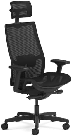 HON Ignition 2.0 Ergonomic Office Chair, Headrest, Office Desk, Black