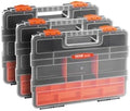 VEVOR 3-Pack Small Parts Organizer, 21 Compartments Tools Organizer Box with Removable Dividers, PP Hardware Storage Box with Safety Latch & Portable Handle for Nuts, Bolts, Screws, Nails