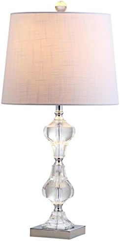 JONATHAN Y Chloe 26" Crystal Column Metal Table Lamp, Clear