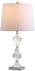 JONATHAN Y Chloe 26" Crystal Column Metal Table Lamp, Clear