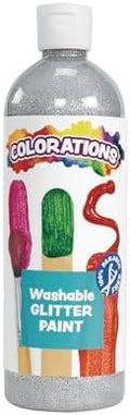 Colorations Paraben-Free Washable Glitter Paint for Kids, Silver