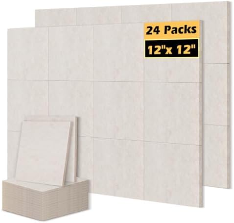 DOLLAR BOSS Felt Cork Board Tiles, 24 Pcs 12" x 12" Bulletin Board, Beige