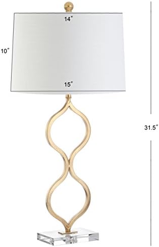 JONATHAN Y Levi Table Lamp 31.5" Curved Metal and Crystal, Gold Painting