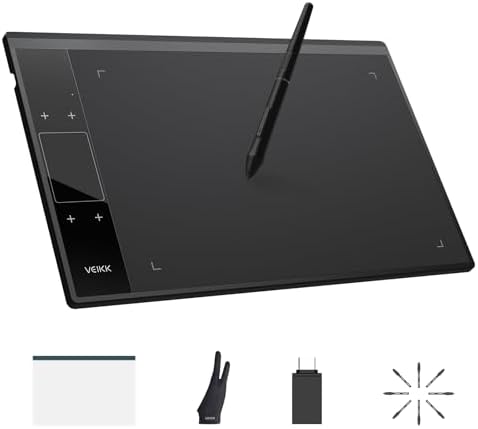 VEIKK A30 V3 Drawing Tablet, 10x6,16384 Levels Pressure Battery Free Pen