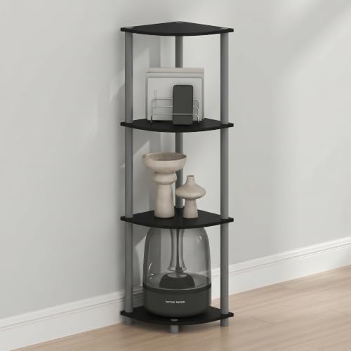 Furinno Turn-N-Tube Toolless Assembly 4-Tier Storage Shelves, Black