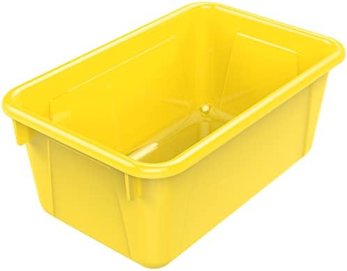 Storex Small Cubby Bins – Plastic Storage Containers for Classroom, 12.2 x 7.8 x 5.1 inches, Class Yellow, 5-Pack (62418A05C)