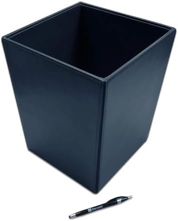 Dacasso Bonded Leather Waste Basket - Luxury Waste Basket (Navy Blue, 14 QT)