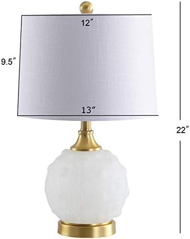 JONATHAN Y Ilsa 22" Round Dotted Glass Metal Table Lamp, White/Brass Gold