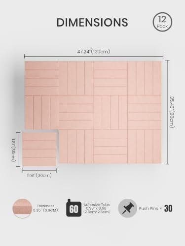 Bumusty 48" x 36" Large Cork Board Alternative, Pink