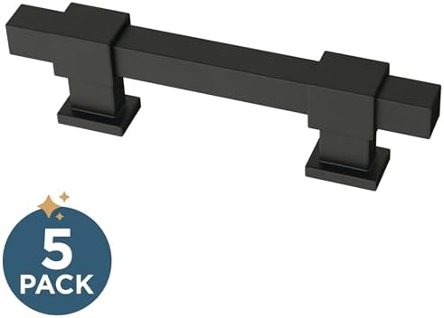 Franklin Brass 5 Pack Matte Black Cabinet Handles Adjustable Drawer Pulls for Kitchen Cabinet Knobs Dressers and Cupboards 1-3/8 to 4 inch (35–102mm) Hole Center | Adjusta-Pull™