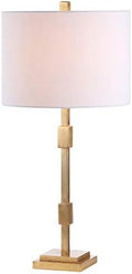 JONATHAN Y Windsor 29" Modern Geometric Column Metal Table Lamp, Gold Leaf