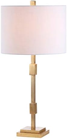 JONATHAN Y Windsor 29" Modern Geometric Column Metal Table Lamp, Gold Leaf