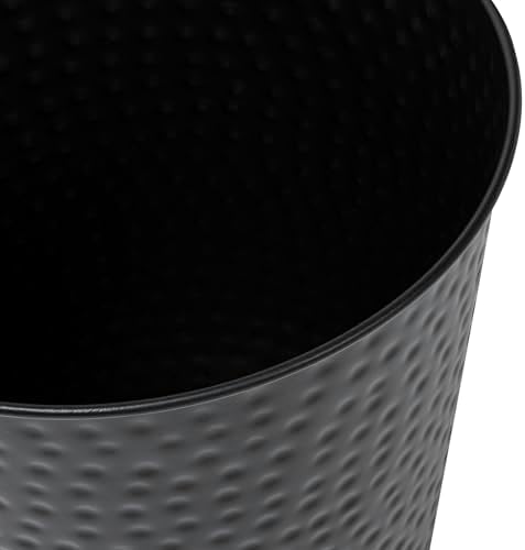 happimess Axel 2 Gal Hammered Steel Waste Bin 10", Matte Black